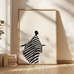 Abstract Wall Art , Black Woman Print , Nordic Minimalist Art |Framless Poster F