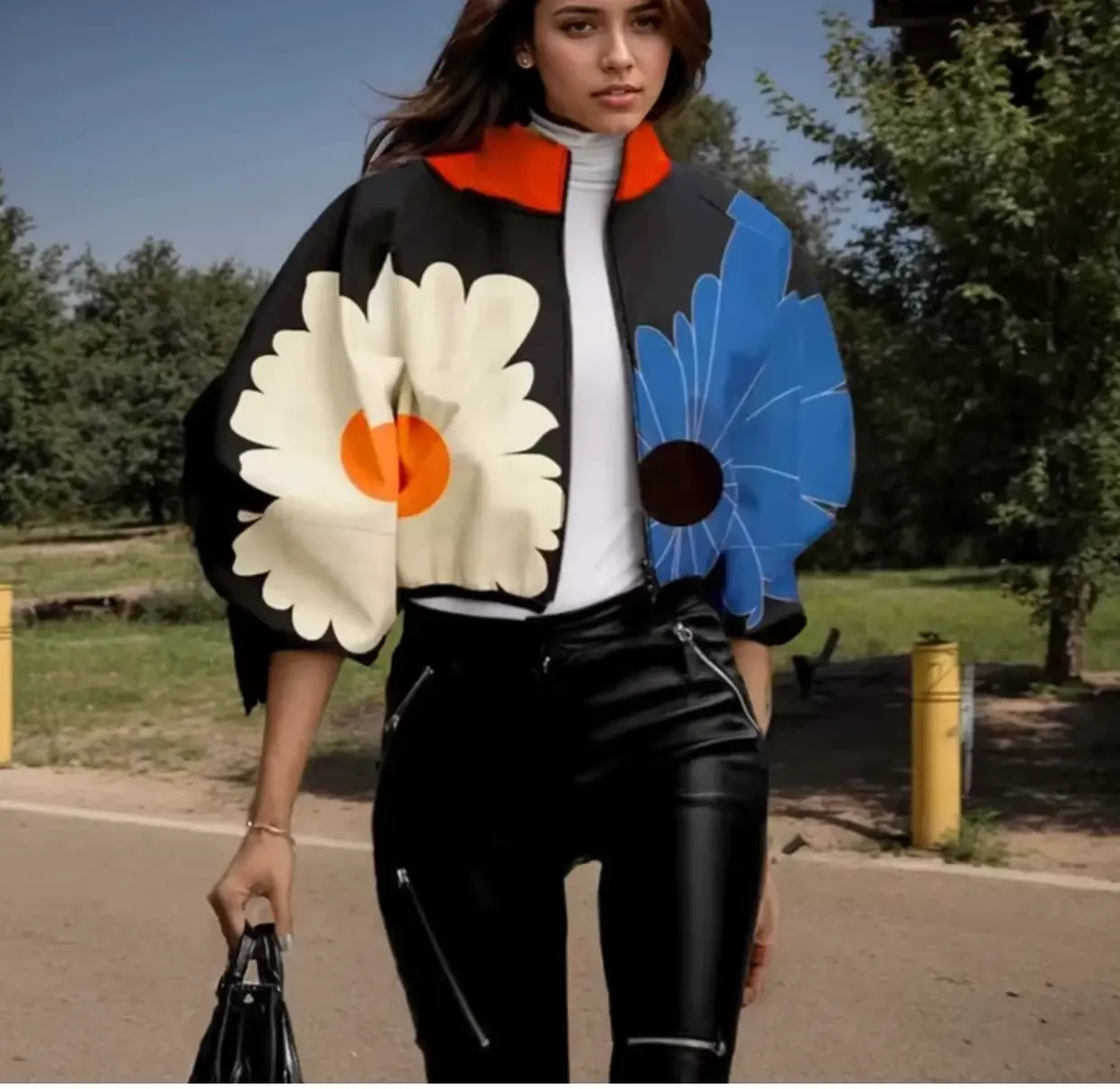 VINTAGE RETRO COLORBLOCK BOMBER JACKET