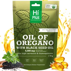 HiPlus Oregano Oil with Black Seed Oil Softgels | Immune Support,Antioxidant Boost | with Black Seed Oil & High Carvacrol | Non-GMO, Plant-Based | 300 Count