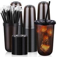 100 pieces of 18 oz black straws with U-shaped cup