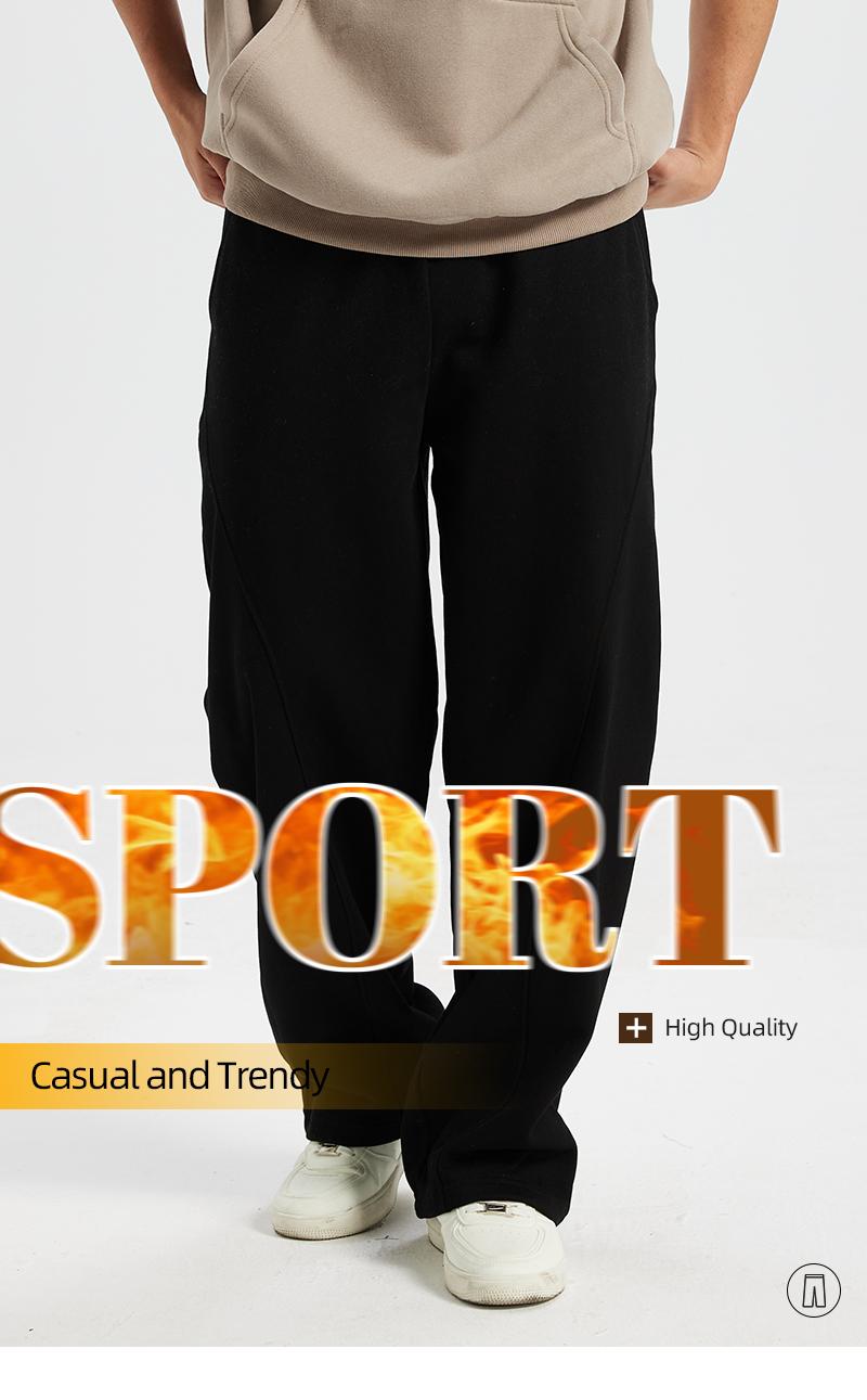 Men's Thermal Lined Sweatpants Oversize Drawstring Waist Casual Loose Pants for Fall Winter School Season Daily Wear Cozy Warm Soft Cotton