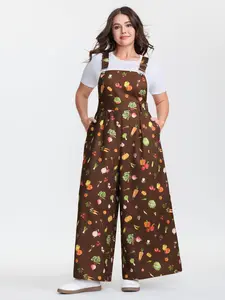 【Summer Turn-Up】BlOOMCHIC Plus Size Juicy Fruity Print Adjustable Overall Jumpsuit [1x-6x] 2026 Summer Pick for Mother's Day
