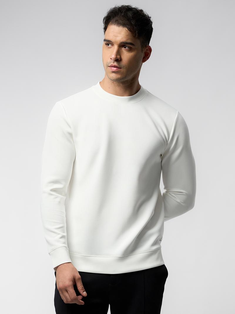 Fioboc Men's Modal Crewneck Sweatshirt - Long Sleeve Casual Top for Fall Winter, Wrinkle Resistant Soft Comfort