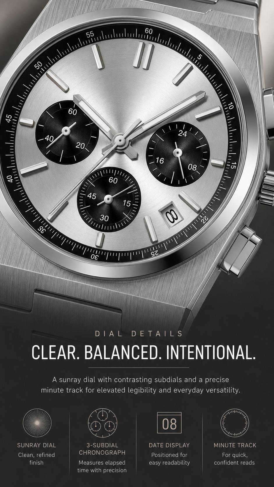 Men's Casual Business Analog Chronograph Watch, Classic Stainless Steel Metal Band, Quartz Movement, Analog Face, Round Shape, Mineral Glass, Calendar Date Display, 30M-50M Water Resistant, Clasp Closure, Daily Wear Fashion Accessory Men's Casual Business Analog Chronograph Watch, Classic Stainless Steel Metal Band, Quartz Movement, Analog Face, Round Shape, Mineral Glass, Calendar Date Display, 30M-50M Water Resistant, Clasp Closure, Daily Wear Fashion Accessory