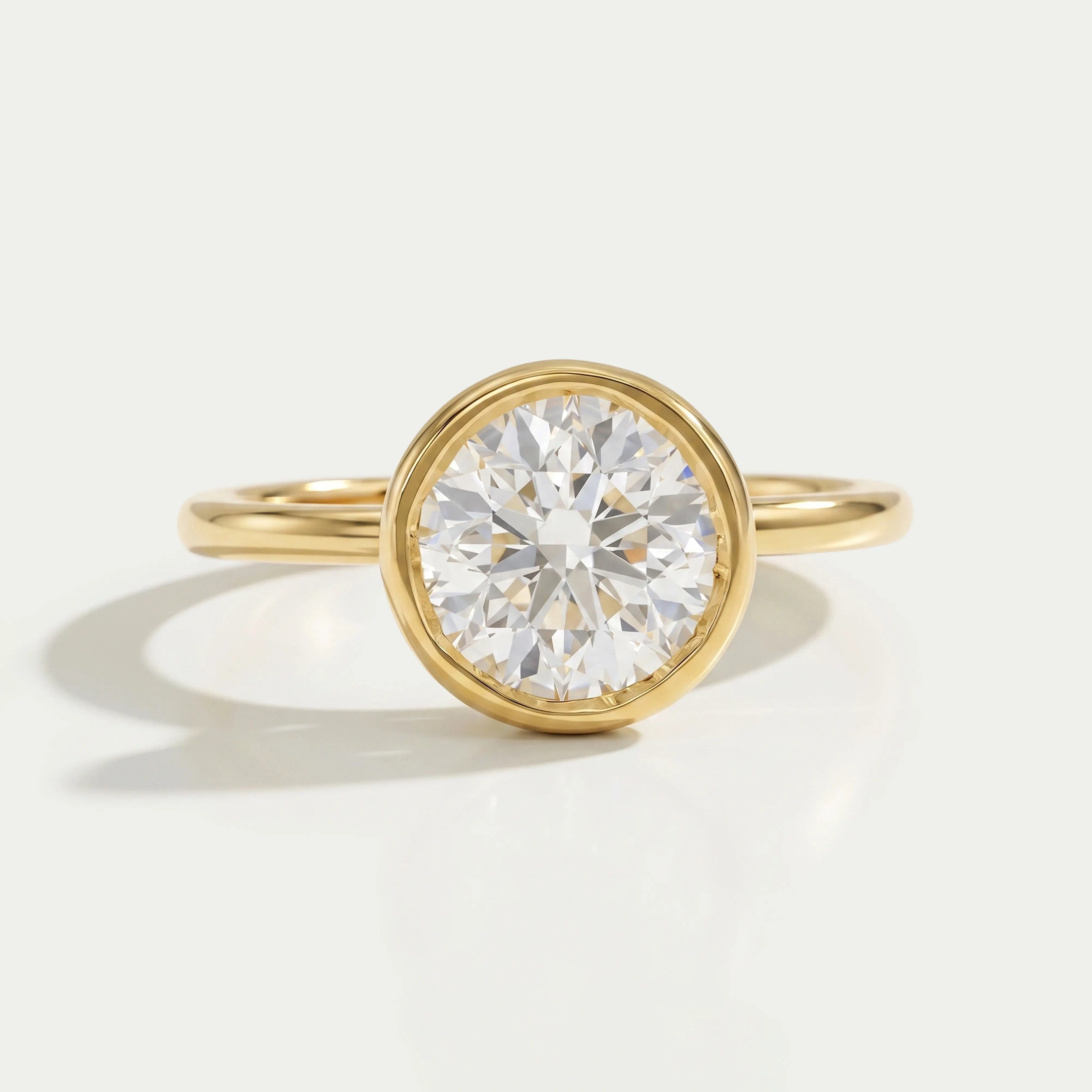 Round Lab Diamond Bezel Solitaire Engagement Ring