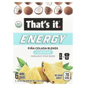 That's It Energy, Organic Mini Bars, Pina Colada Blends, 6 Mini Bars, 0.7 oz (20 g) Each