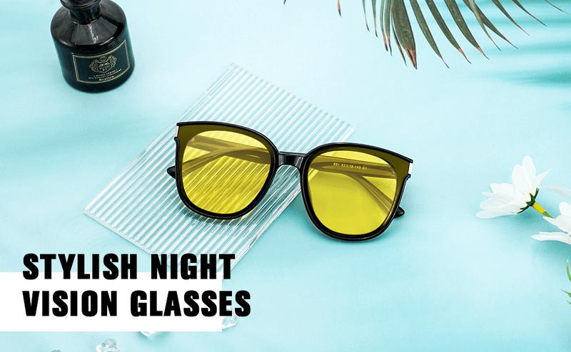 Women's night vision driving and cycling glasses, polarized yellow lenses, anti-glare and UV protection ST0027