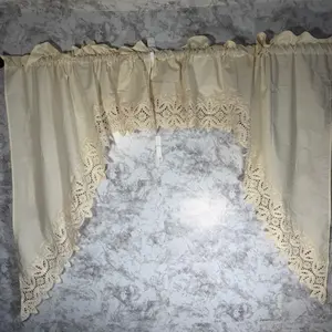 Battenburg lace swag valance Cream 39x39 Each - 78” Together Across Top