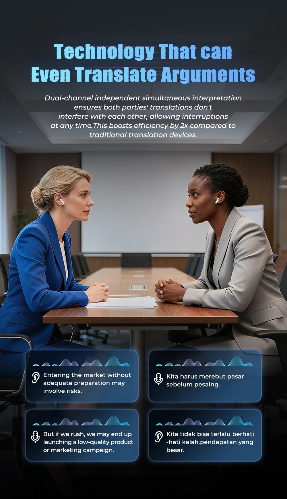 HTC NE49-ai translation headset Bluetooth headset (6.0), charging box, IPX5 waterproof, 35 hours of charging box life, built-in microphone.