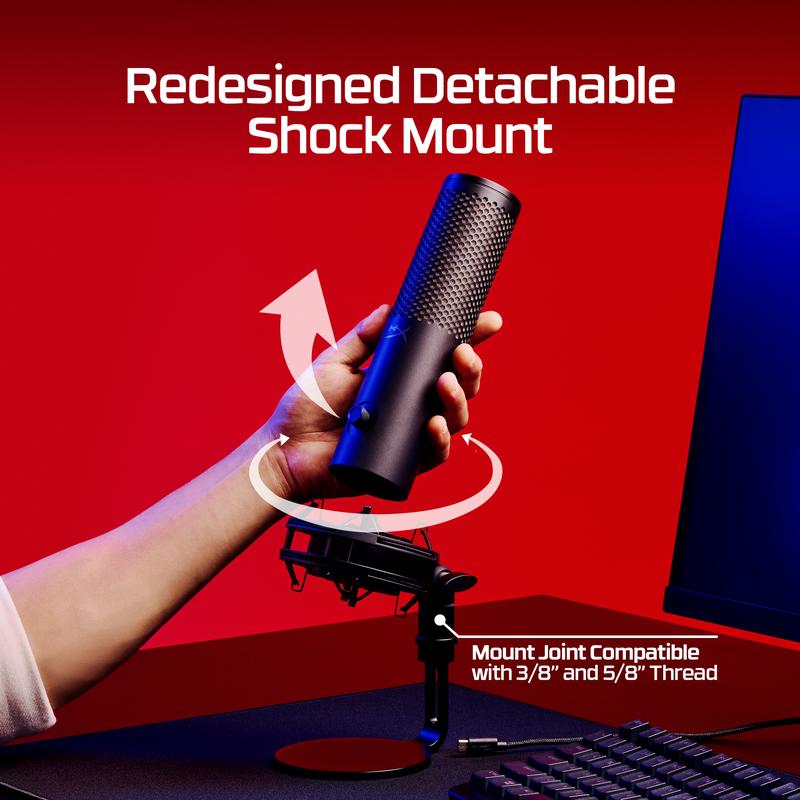 HyperX QuadCast 2 S USB Microphone with RGB Lighting, Tap-to-Mute Sensor, and Multifunction Knob for Enhanced Gaming Experience