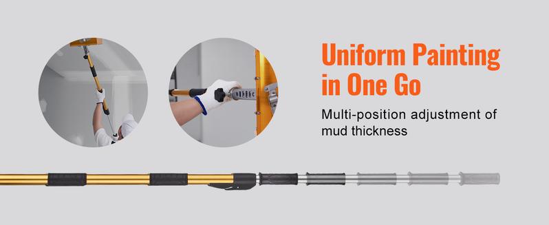 VEVOR Drywall Flat Box Handle, 40''-64'', Anodized Aluminum Flat Finishing Extension Handle, 5-Section Length Adjustable, Non-slip Grip and 360° Painting for Plasterboard, Wallboard, Sheetrock VEVOR Drywall Flat Box Handle, 40''-64'', Anodized Aluminum Flat Finishing Extension Handle, 5-Section Length Adjustable, Non-slip Grip and 360° Painting for Plasterboard, Wallboard, Sheetrock