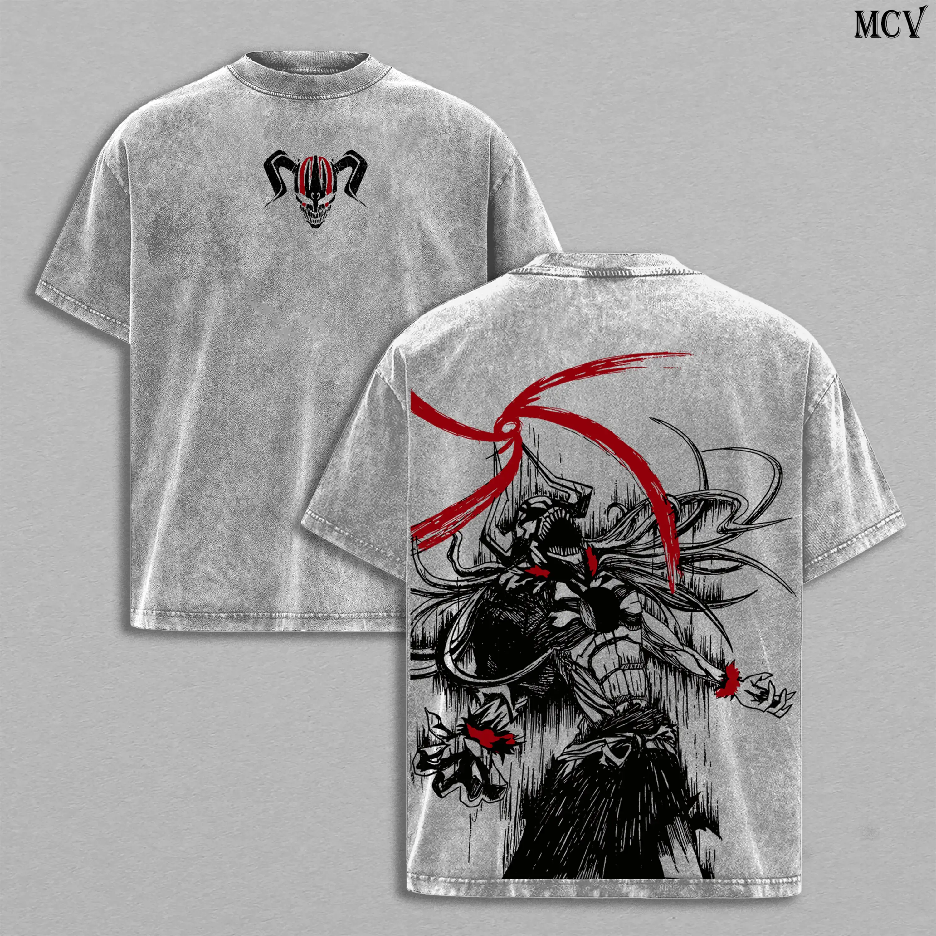 Ichigo Kurosaki Bleach Tee & Hoodie Washed – Vintage Oversized Heavy Cotton Anime Manga Hoodie & T-Shirt, Double Printed Retro Unisex Streetwear Graphic Top, Soul Reaper Bankai Edition, Japanese Anime Merch