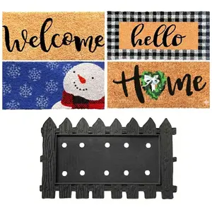 Welcome Picket Fence Doormat 5-Piece Bundle – Interchangeable Seasonal Front Porch Mat Set