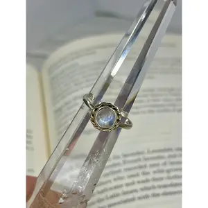 Rainbow Moonstone Sterling Silver Ring | US Size 8.5