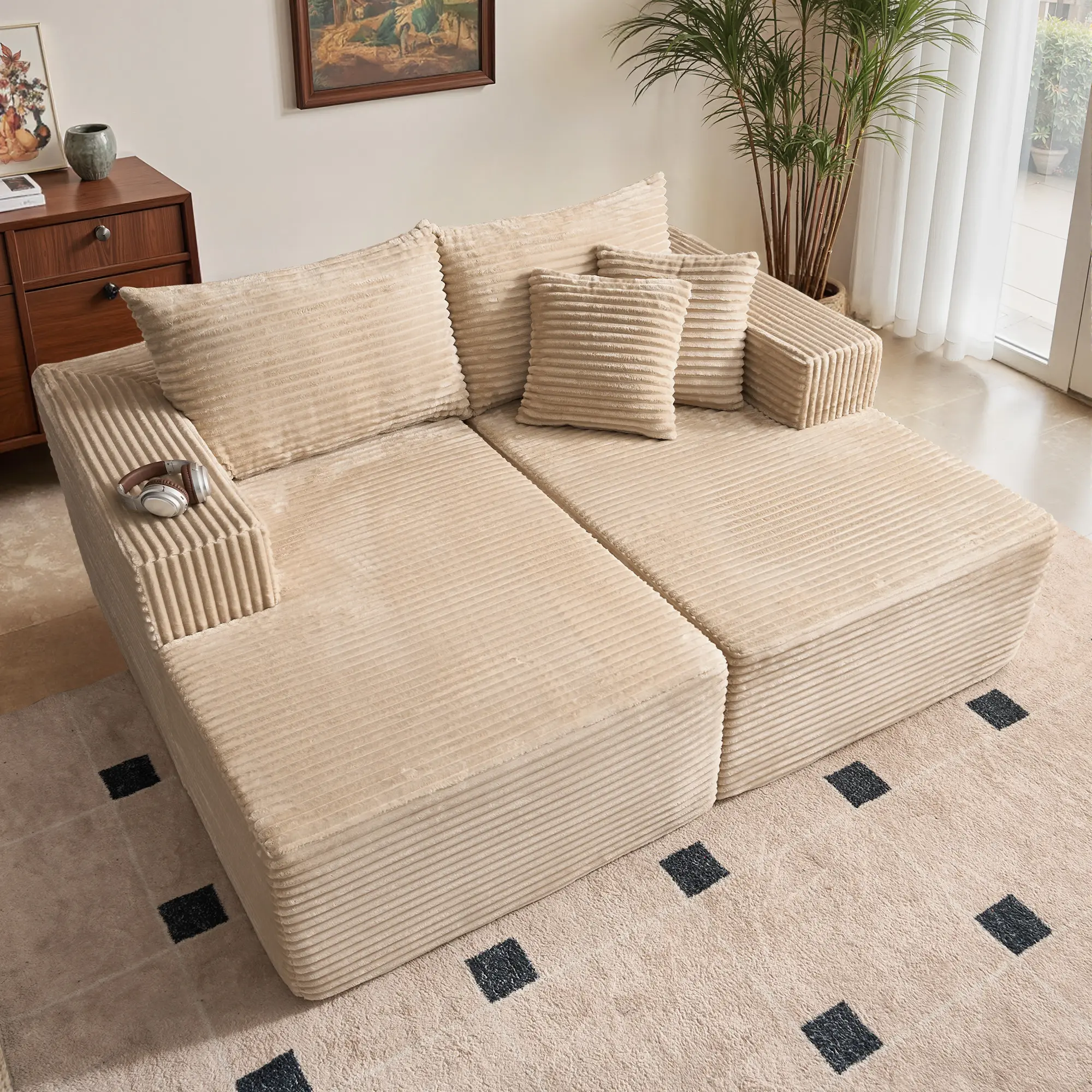 Double Chaise | Beige Plush