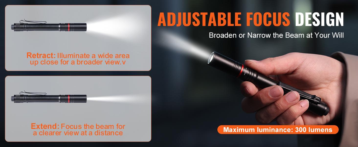 VEVOR 5.9 Inch Rechargeable Penlight 300 lumens 3 Lighting Modes Pocket Penlight