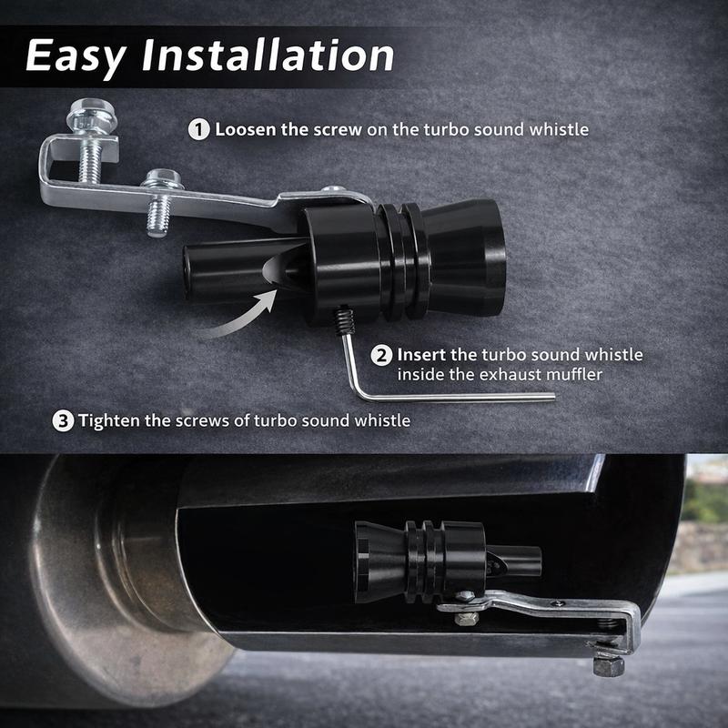 Aluminum Turbine-Style Whistle Accessory Set (3PCS) Car & Motorcycle Novelty Accessories, Non-Performance Sound Effect Design, Easy Setup Turbo Pipe Whistle Muffler party gift