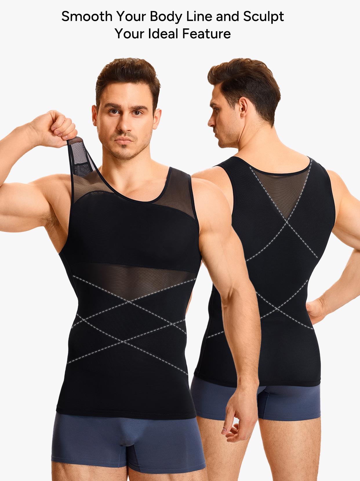 【LIVE-Only】Nebility Men's Summer Thin Shapewear Tanktop - Menswear Mesh Tummy Control  Breathable High Elasticity  Seamless Sports Compression Vest Fitness