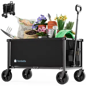 【FathersDayGift】HOMBETTA 150L Foldable Wagon Cart - 260lbs Heavy-Duty Portable Convenience Rolling Service Storage Tool Cart on Wheels for Camping, Garden Use (Home Supplies Organizer), Portable Convenience Cart