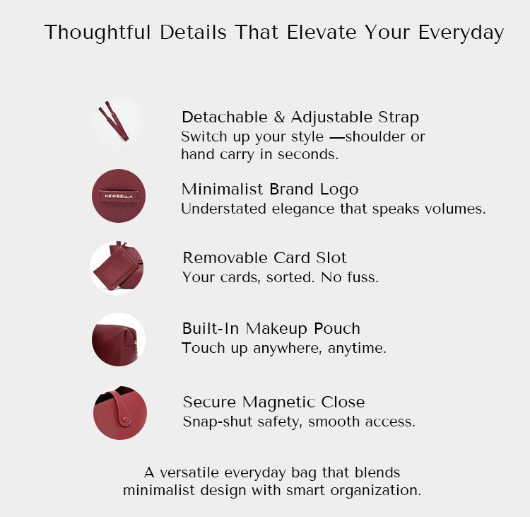 NEWBELLA Vera 3 PCS Set Top Handle Crossbody Bags Includes Handbag & Wallet Stylish Functional Design with Magnetic Closure Detachable Strap,FallFreshness