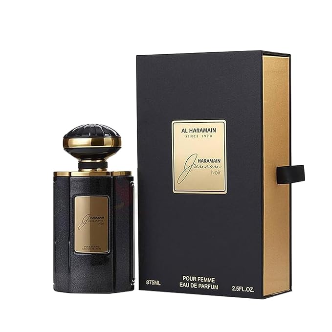 Al Haramain Junoon Noir for Women - 2.5 oz EDP Spray, Women Arabian ,Long Lasting Arabic, Vanilla Musk Amber