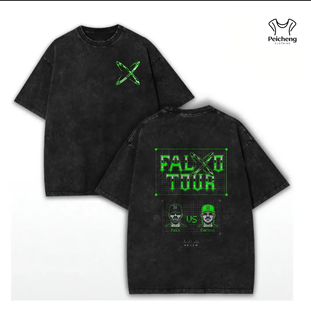 washed cotton Feid Ferxxo Shirt V2 Size S-3XL - FEID vs FERXXO: Falxo Tour 2026 High-Quality Shirt Heavy Cotton Unisex T-Shirt, Graphic Reggaetón, Latin Pop Feid Ferxxo Fan Merch Gift For Music Lover