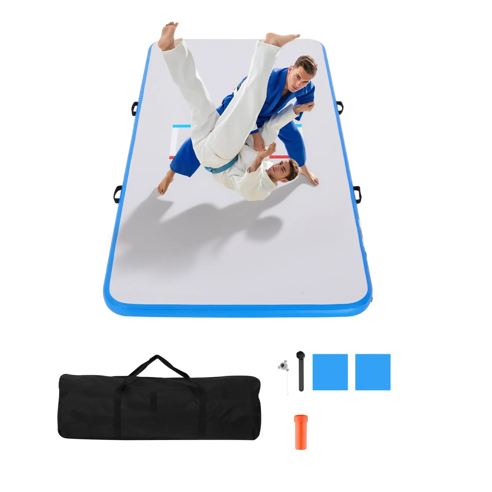 【SummerFinds】VEVOR 10x5 ft Wrestling Mat Inflatable, Martial Arts Thick Mat for Outdoor Indoor Home Gym Exercise, PVC Foldable Training Mats with 600W Air Pump, for Gymnastics Tatami Jiu Jitsu BJJ MMA Judo, Gray