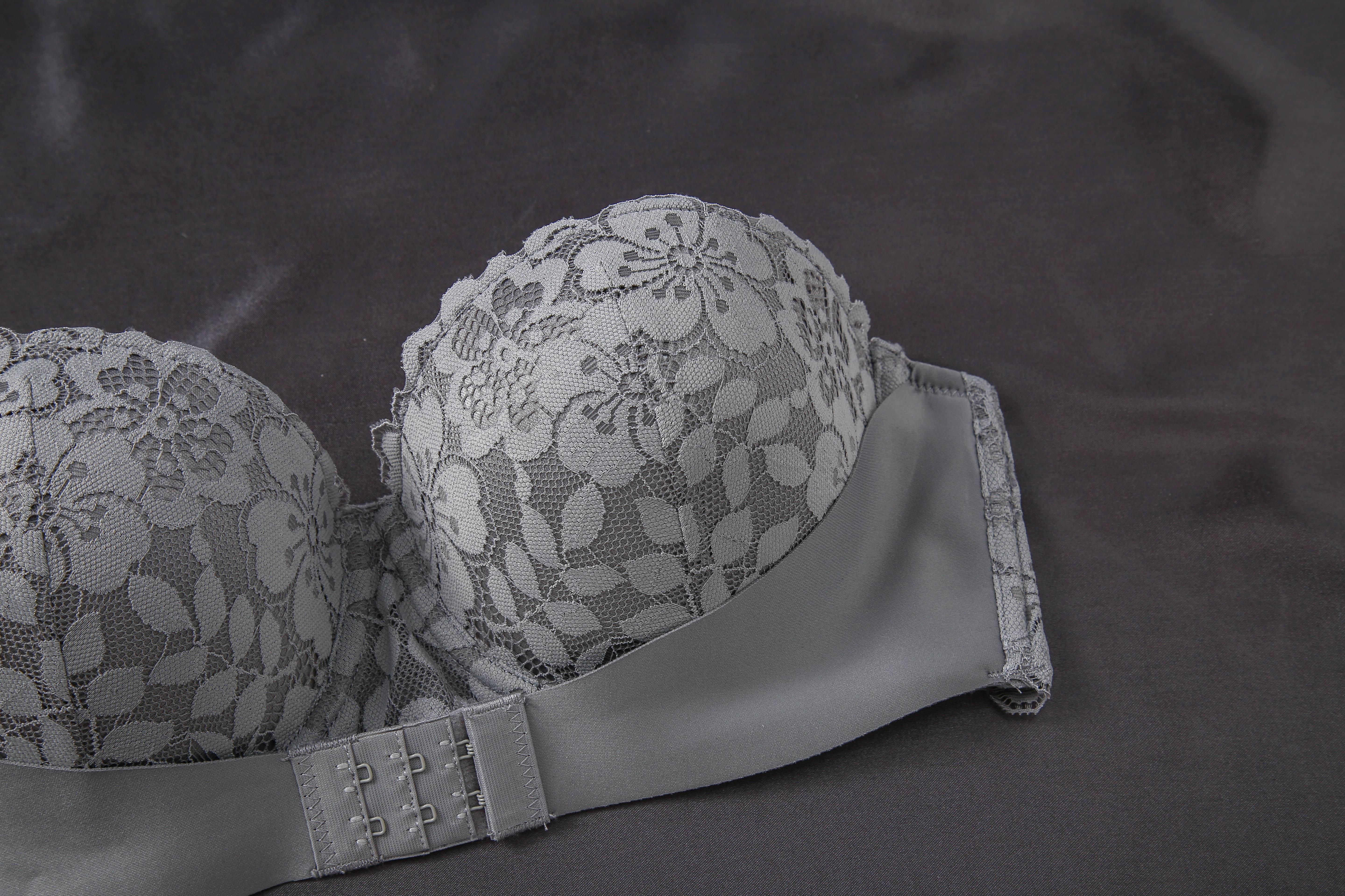 Women's 3 Strapless Bras Half Cup Lace Underwire Bra with Pull Up Front Buckle Up Top Invisible Bra Comfortable Sexy Bra Cover Polyamide Material Elegance Everyday Black+White+Grey elegant Womenswear