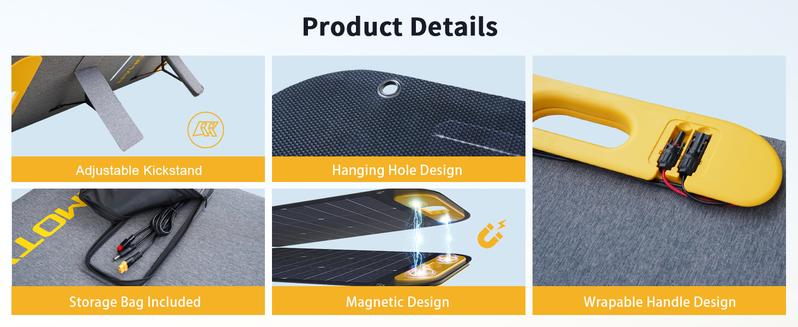 VTOMAN VS220 Pro Portable Solar Panel 220W 48V, 23% Efficiency Foldable Solar Panel w/ IP67 Waterproof & MC-4 Anderson XT60 DC5521 Adapters & Adjustable Kickstands, Off-Grid Power for Home & Camping