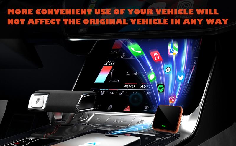 2026 Wireless CarPlay Adapter for iPhone & Android Fast Connection Zero Latency Hands-Free Calling & Charging Compact Orange Design