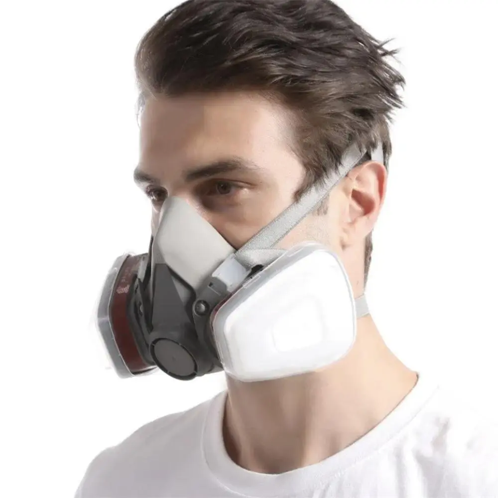 7-in-1 Safety Face Mask Set, Dual Respirator Gas Mask, Protective Mask, Dustproof Gasproof Mask, Dustproof and Gas-Proof Professional Chemical Spray Paint Workplace Safety Tool, Safety Gear, Safety Equipment