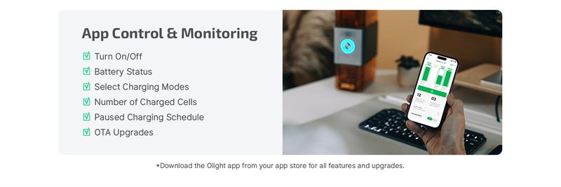 OLIGHT Ostation X Battery Charger for NiMH AA Rechargeable Battery, Charging, Testing, Storage, 3-in-1 Automatic Design