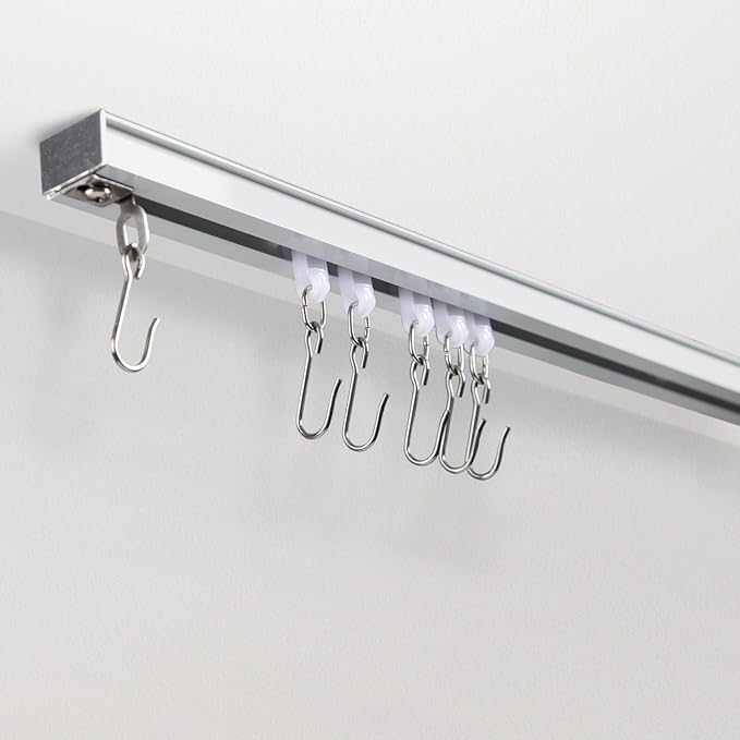 Inovaday Durable Curtain Hooks, Roller Hooks for Ceiling Curtain Track, Stainless Steel Rollers for Room Divider