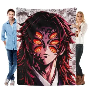 Kokushibo Upper Moon 1 Flannel Blanket Demon Slayer Anime Throw with Kokushibo Portrait & Manga Background – Ultra-Soft, Cozy, Perfect for Anime Fans, Bedroom Decor, Manga Collections and Gifting to Demon Slayer Enthusiasts.