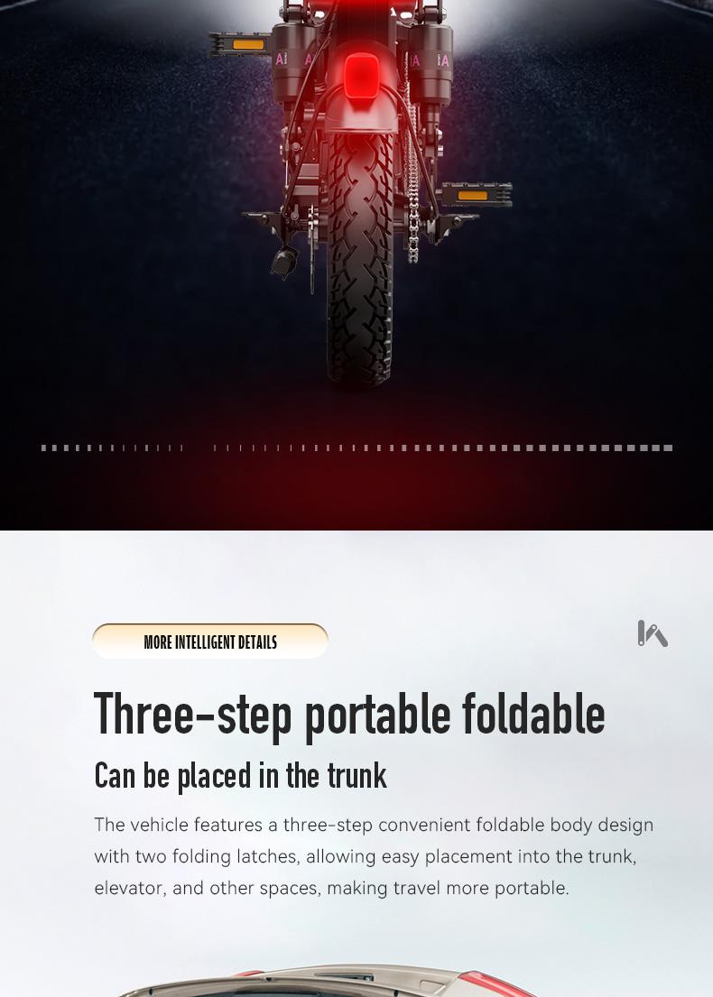 Electric Folding Bicycle 500W Motor 14-Inch Tires 48V 15Ah Battery 30-Mile Range Certified Shock Absorption Smart Urban Bike 1000W Peak Power 100KM Range Foldable with 16-Level Shock Absorption System Commuter Ebike Suspension Ebike - Brakes