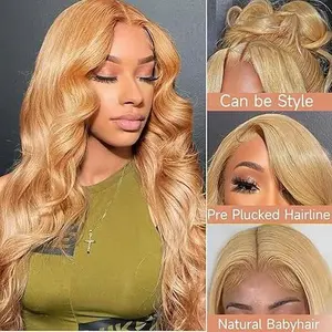 Honey Blonde HD Lace Front Wig 13x6 180% Density Body Wave for Black Women  Unprocessed Hair Glueless Frontal Wigs 24inch summerwins