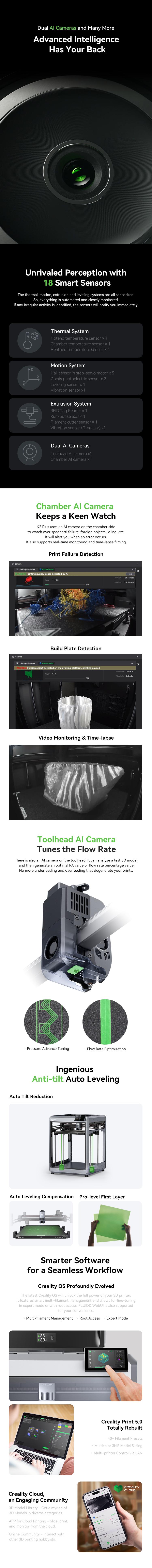 Creality K2 Plus Combo 3D Printer - Large Volume, Multi-Color