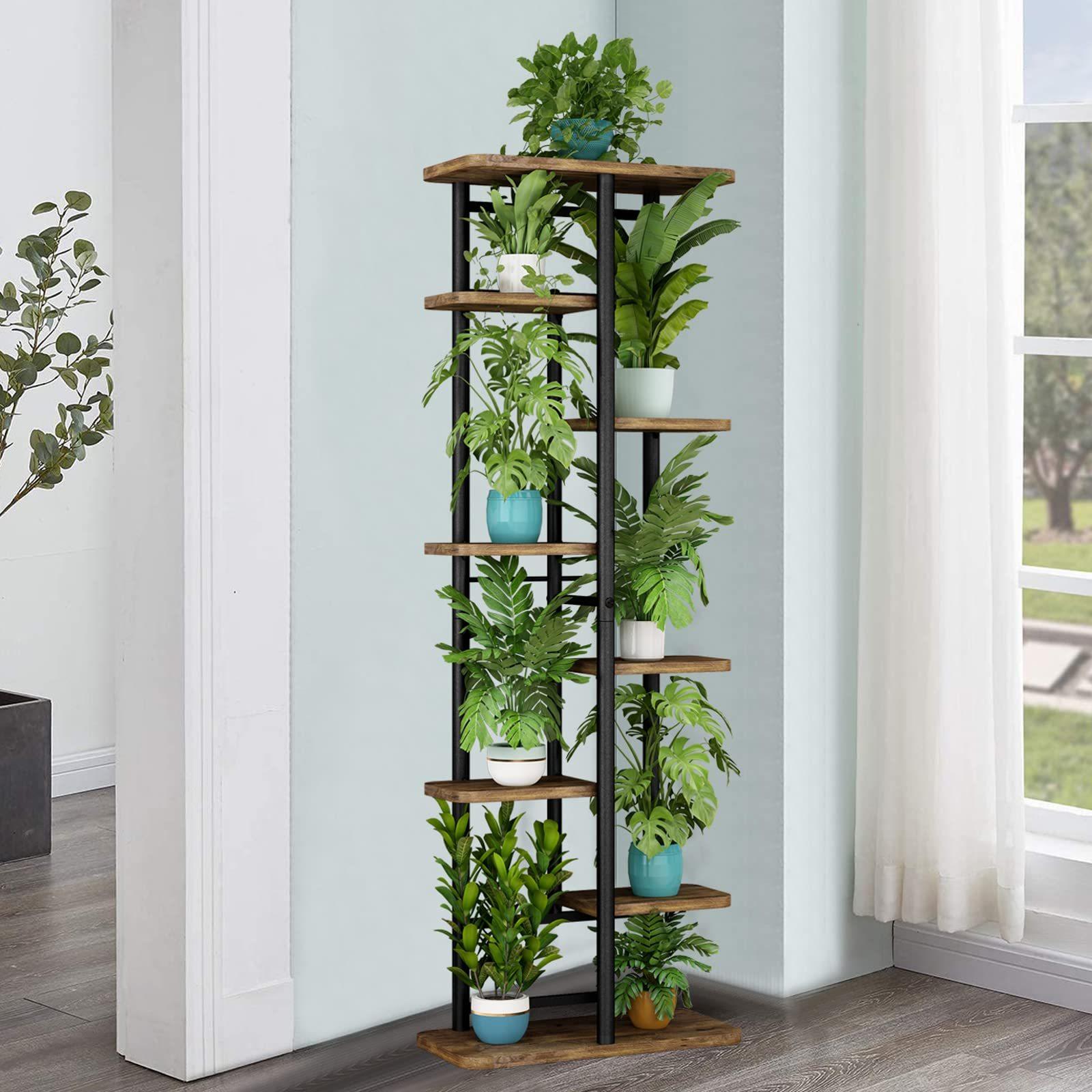 Plant Stand Indoor 8 Tier 9potted Metal Plant Shelf White Plant Holder Large Plant Rack for Mutiple Plants Pots for Patio Garden Corner Balcony Living Room, Standing Shelf