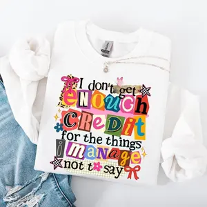 [Sale off up to 50%] Retro Sarcastic Sweatshirt, Funny Snarky Shirt, Trendy Cquette Leopard Print Shirt, I Don't Get Enough Credit, Rude Sarcasm, streetwear graphic tee