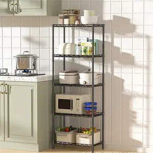 5-Tier Heavy-Duty Wire Storage Shelves | 24x14 Inches | 500 lbs Capacity | Tool-Free Assembly Metal Rack | Garage, Basement, Pantry Organization | Rust-Proof Adjustable Shelving for Home, Kitchen, Office