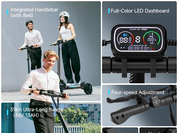 【New-in】High-end Electric Scooter for Adults, 1000W/800W Powerful Motor, 31MPH/25MPH, 31Miles/25 Miles Max Range, 10"/8.5'' Pneumatic Tires, APP Control, Dual Suspension & Dual Braking, Portable Electric Scooter Adults