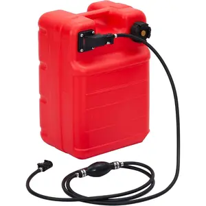 Portable Marine Tank, 6.34 Gallon / 24L Red Container with 9.8ft Hose & Level Gauge, Durable Polyethylene Liquid Transfer Tank for Boat, Outboard, Yacht, Deck & Fishing Use