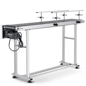 VEVOR Belt Conveyor,  , 59 x 7.8 inch Conveyor Table, Heavy Duty Stainless Steel Motorized Belt Conveyor for Inkjet Coding Applications Powered PVC Belt Anti-Static Adjustable Speed (Double Guardrail)