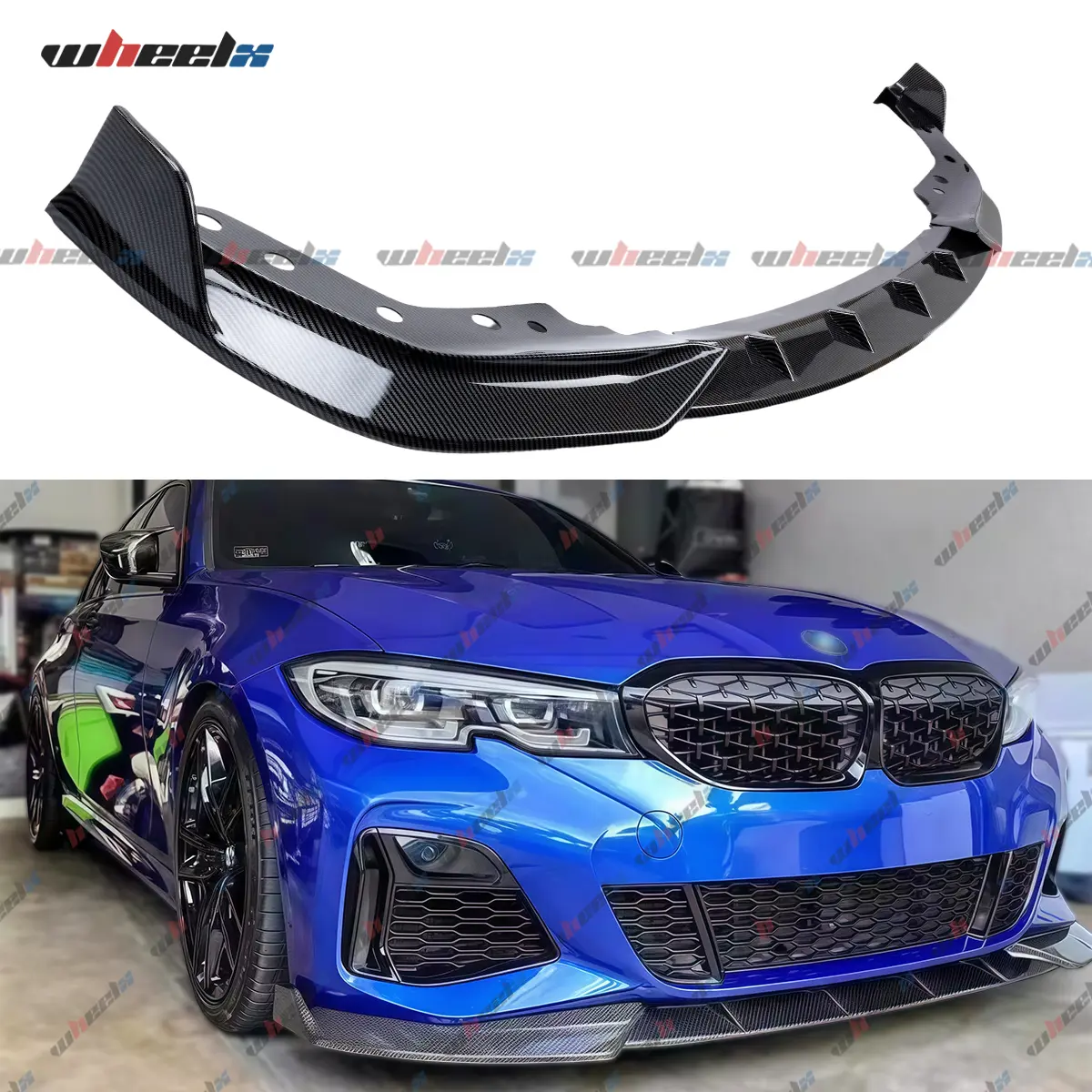2019-2022 BMW G20 G28 M Sport Bumper - GT Style Gloss Black Front Bumper Lip Kit, Car Spoiler Car Body Kit, Part