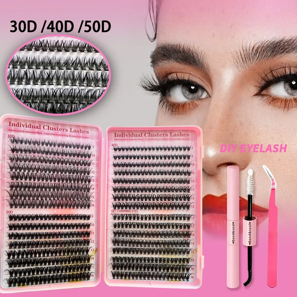 Lash Clusters Manga Lash Clusters Kit Clear Fairy Eyelash Clusters Wet-Look Spiky Anime Lashes Pack C Curl Individual Lashes Lash Glue Lash Tweezers Professional vacation Natural Self-Grafting False extensions Cosmetic Cosmetic Makeup, Water Proof