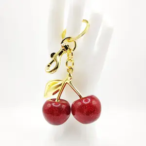 Keychain Cherry Bag Charms Purse，Key Chains Women Cute - Car key Accents for leather handbags，Adorable