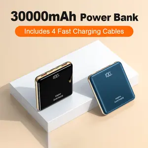 30000 mAh 20000 mAh High-Capacity Super Fast Charging Power Bank Portable Charger Fast Charging With LED Display Built-in 4 Cables Mobile Battery For IPhone For Samsung For Tablet
