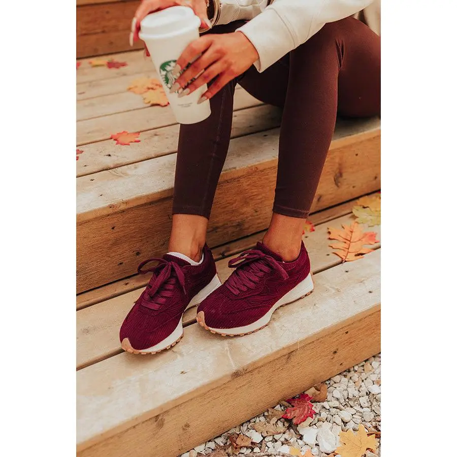 The Blake Corduroy Sneaker in Merlot