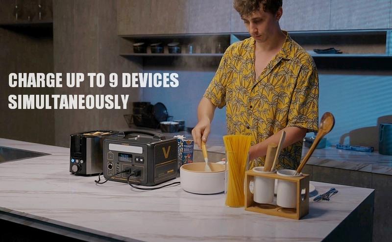 VTOMAN Jump 600X Portable Power Station 600W 1200W Peak 299Wh LiFePO4 Battery 2x 110V/600W AC Outlets 60W PD 12V DC Output for RV Van Camping & Home Backup