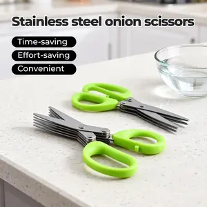 1 Count of five-layer coriander shears, herb shears, rust-proof five-edge kitchen shears, stainless steel blades resist rust over time